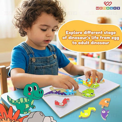 Wembley Wooden Jigsaw Puzzle for Kids Toy Dinosaur Life Cycle