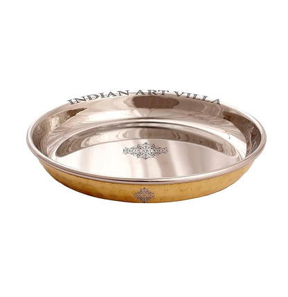 Indian Art Villa Indianartvilla Brass Steel Rice Plate 4.6'' Inch, 2 Pieces