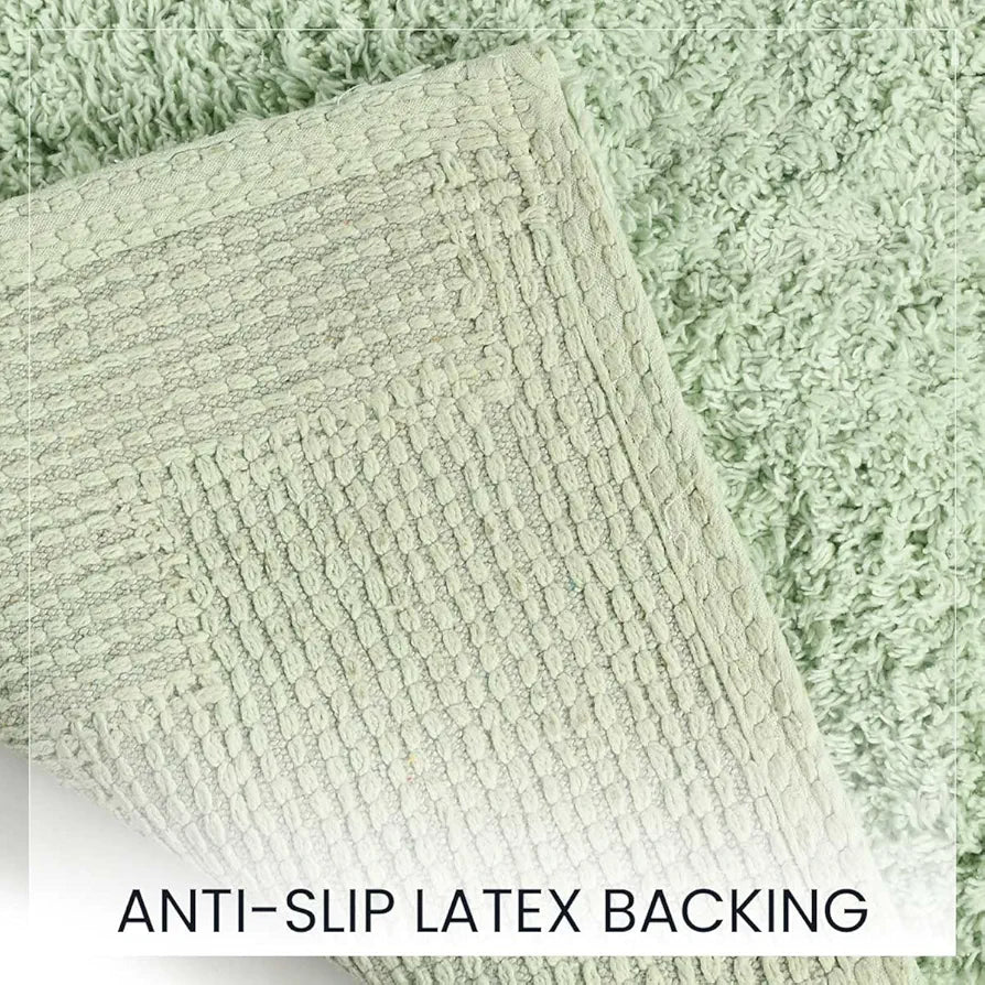 Sashaa World Solid Anti-skid Cotton Bathmat And Contour Set For Bathroom Colour Mint (Pack Of 2)