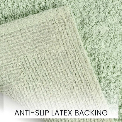 Sashaa World Solid Anti-skid Cotton Bathmat And Contour Set For Bathroom Colour Mint (Pack Of 2)