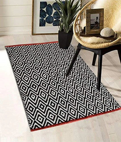 The Home Talk Handmade Cotton Carpet Diamond Reversible Mats Area Rugs for Bedroom