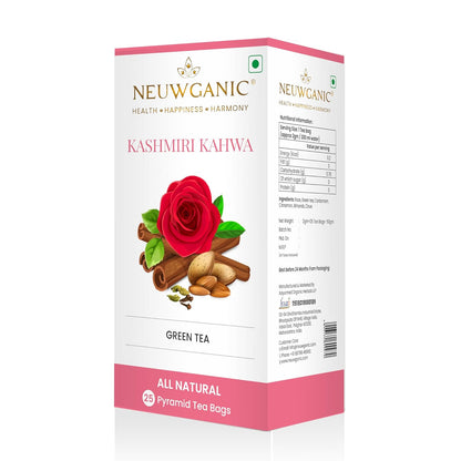 Neuwganic - Kashmiri Kahwa Green Tea Bags - 25 Pyramid Tea Bags