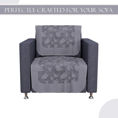Kuber Industries Set of 6 Net Durable 2+1 Seater Sofa Covers for Living Room Self Net Hawaii Grey
