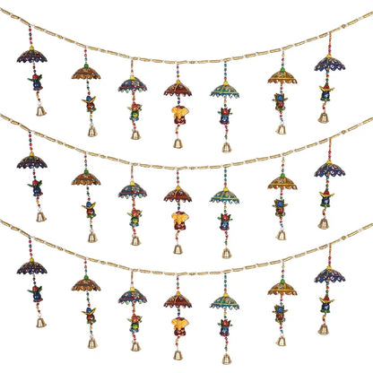 Heart Home Handcrafted Kalash Toran Umbrella Hanging Bandarwal Door Hanging Windchime