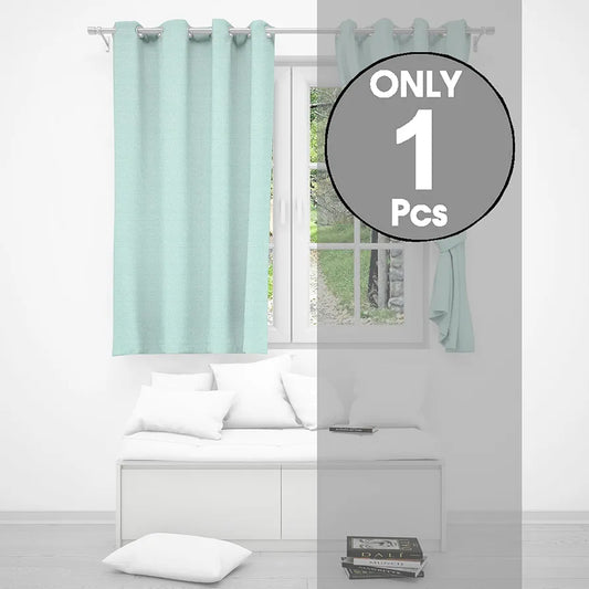 Divine Casa Textured Window Curtain 5 Feet Cameo Colour Green Soft Polyester Panel with Metal Eyelets for Home Decor (Pack of 1)