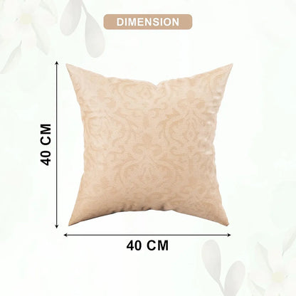 Kuber Industries Set of 5 Washable & Removable Velvet Sofa Pillow Covers with Zip Floral Design Beige