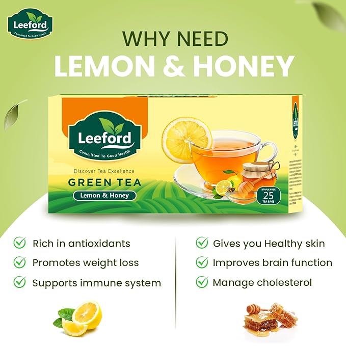 Leeford Green Tea Ginger With Lemon Grass - 25 Bags (Pack of 2)