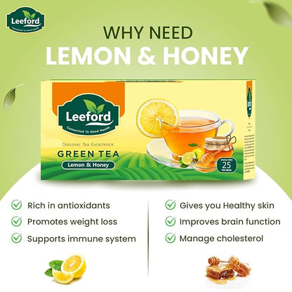 Leeford Green Tea Ginger With Lemon Grass - 25 Bags (Pack of 2)