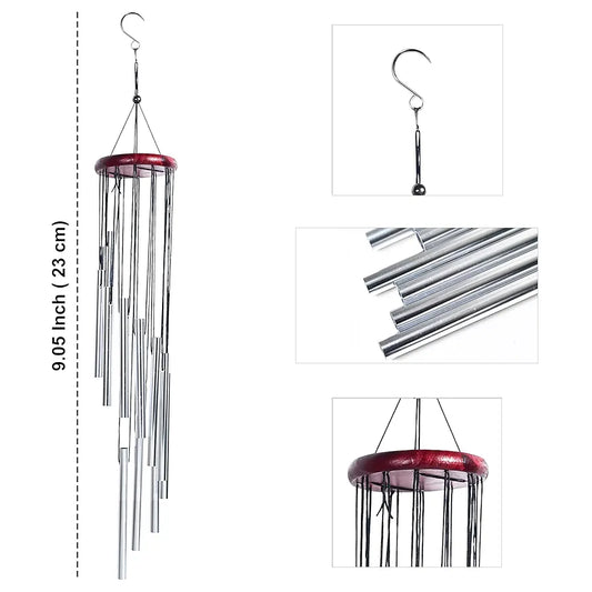 Wind Chimes for Home Décor Silver 12-Pipe Wind Chime -022
