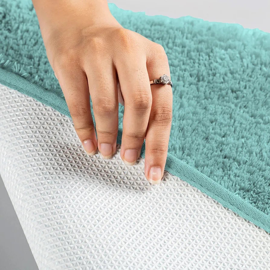 Luxe Home Vegas Microfiber Bath Mat Super Soft Non Slip Washable Mat for Bathroom Rectangular Colour Aqua