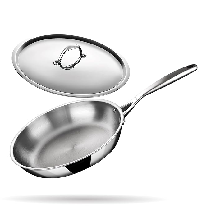 Stahl Artisan Triply Stainless Steel Fry Pan With Lid | Induction & Gas Stove Compatible Frying Pan | 2.1 L | 26 Cm
