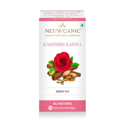 Neuwganic - Kashmiri Kahwa Green Tea Bags - 25 Pyramid Tea Bags
