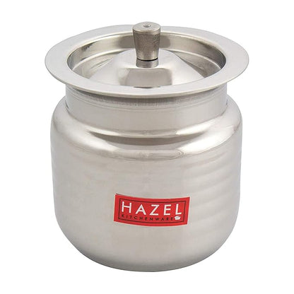 Hazel Ghee Pot with Spoon Stainless Steel Hammered Finish Ghee Container for Kitchen Premium Oil