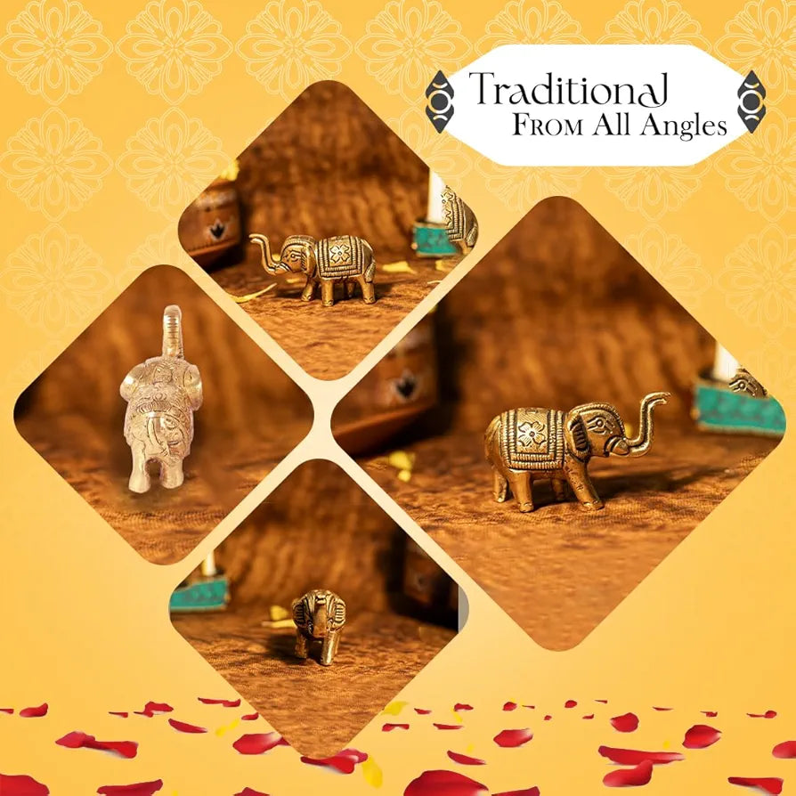 Ekhasa Pure Brass Elephant Idol Showpiece Figurine Feng Shui