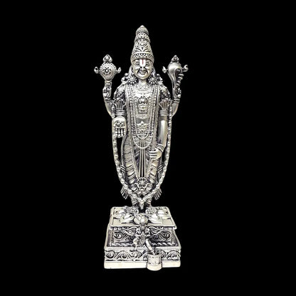 Gold Art India Lord Tirupati Balaji Silver Plated Matte Idol with Garuda