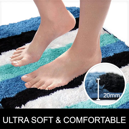 Luxe Home Jericho Doormat 2500 GSM Super Soft Microfiber, Anti-Skid Mat Colour Ocean 40x60 cm (Pack of 2)