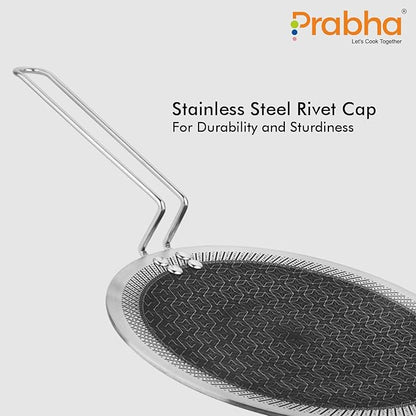 Prabha Tri-Ply Stainless Steel Hexa Cube Tawa Non Stick Coating Roti Tawa Food Grade Steel 28cm