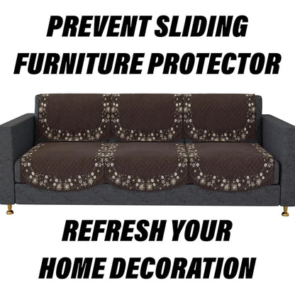 Kuber Industries Sofa Cover 5 Seater Set Digital Painting Quilted Sofa Set for Hall Brown