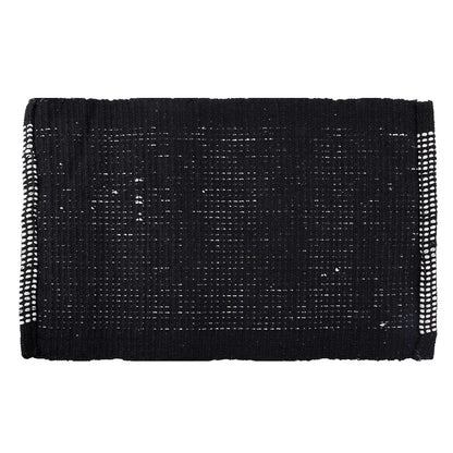Kuber Industries Door Mat White Cut Loop Doormat Microfiber Entrance Mat Black Colour