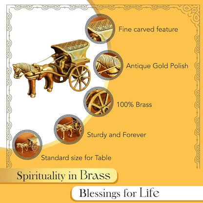 Ekhasa Pure Brass Horse Cart for Home Decor Tanga Showpiece Brass Antique