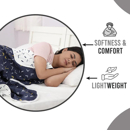 Divine Casa Microfiber 150 GSM Reversible Double Bed Comforter Ultra Soft & Lightweight Blanket Colour Navy Blue