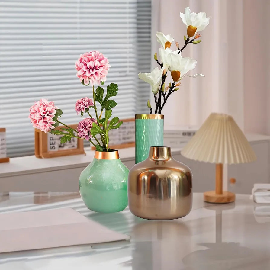 Ekhasa Unbreakable Metallic Flower Vase Aesthetic Vase