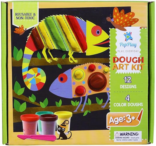 PepPlay Clay Dough Art Kit For Kids Diy Dry Clay Art Set For 3 Years+ 12 Creative Design Art Cards