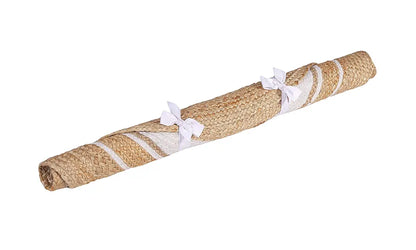 Sashaa World Indian Handmade Braided Jute Round Rugs for Home Décor Colour Beige white