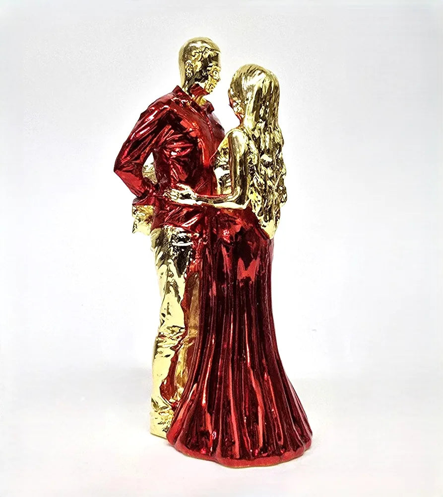 Gold Art India Romantic Couple Figurine Gold-Plated with Red Dress – 6 Inch