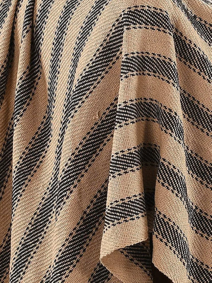 Sashaa World Striped Throw Medium with Tasselled Edges Colour Charcoal