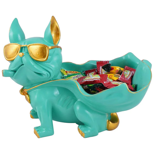 Zart Cool Dog Showpiece for Home Shelves Decor Item Dog Aquamarine Green Bask