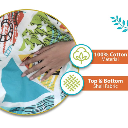 Divine Casa 120 GSM Super Soft Glace Cotton 3 Layer Breathable Single AC Quilt Reversible Blanket TC - 120 Colour Blue and Green