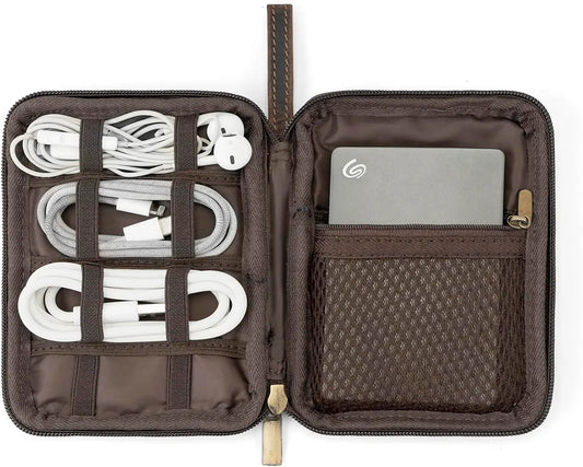 Goatter Genuine Leather Gift Hamper for Men,Tech Organizer for Travel and Daily Use, 