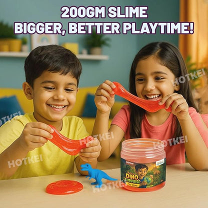 Hotkei Slime with Dinosaur Eraser Toy - 200 gms