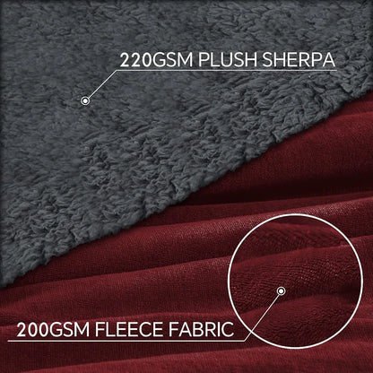 Cloth Fusion Fleece Sherpa Blanket for Winter Single Bed Soft Quilt Blanket Maroon Colour