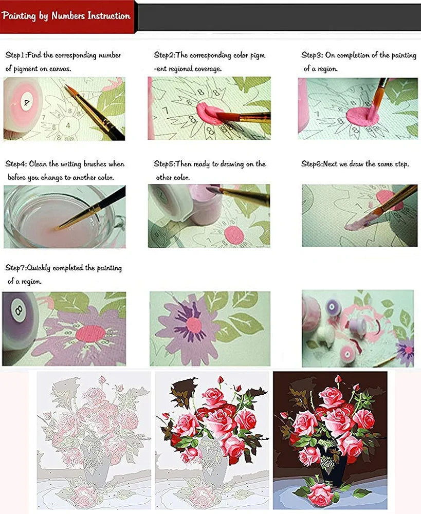 HASTHIP Diy Oil Painting, Acrylic Figures Painting, Paint By Number Adult With 3X Magnifier Card, Printed, Multicolor