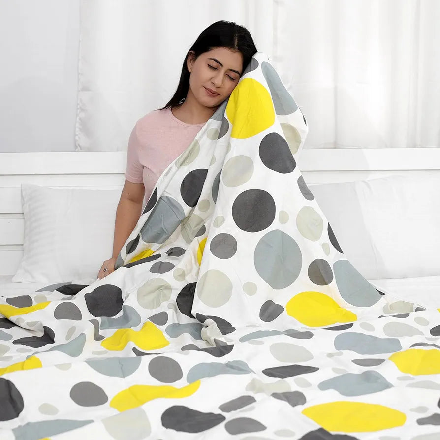 Divine Casa 100% Cotton All Season Calming Patch Single AC Dohar Blanket Lightweight for Winter Traveling  Quarry TC - 120