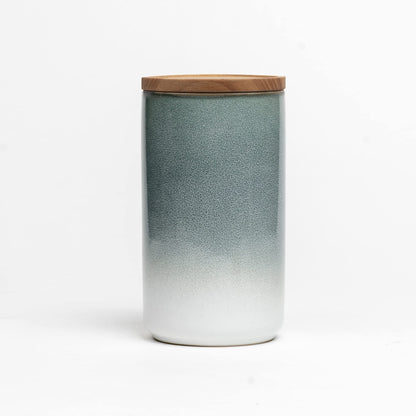 Anko Set of 3 Stoneware Ceramic Jars 800ml | Rubberwood Lid & Silicone Ring | Beige