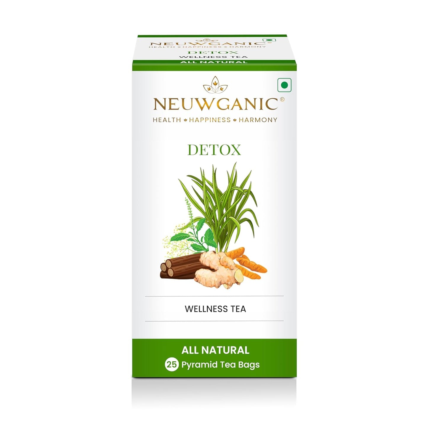Neuwganic - Detox Wellness Tea Bags - 25 Pyramid Tea Bags - 50 Grams