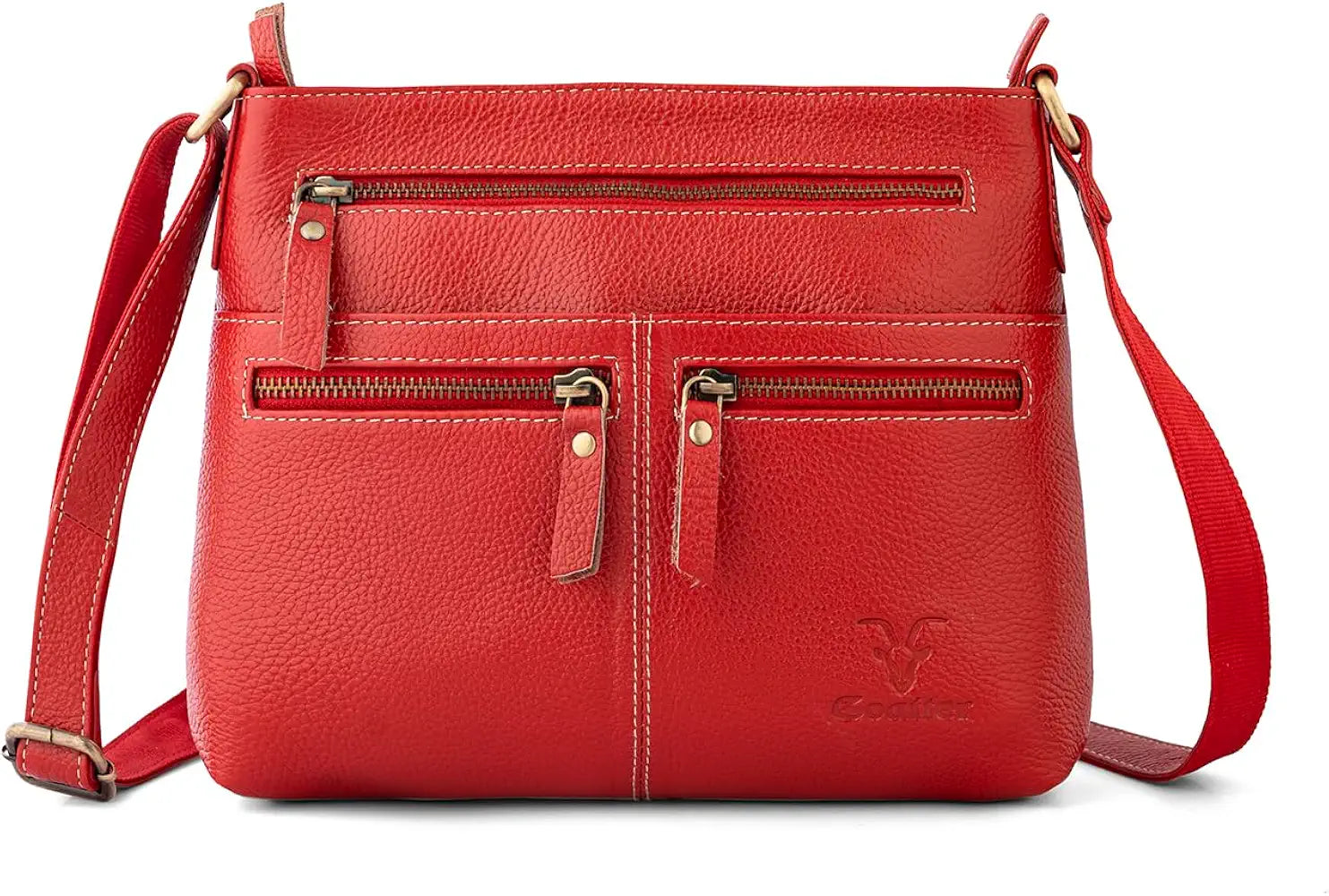 Goatter Genuine Soft Leather Multi Pocket 10" Inch Sling Cross-BodyBag for Girls And Women,