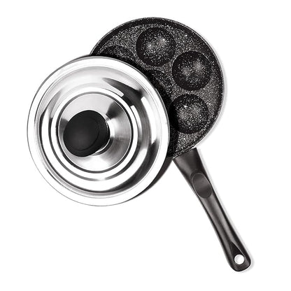 Milton Pro Cook Appam Patra with Stainless Steel Lid, Non-Stick Heavy Duty Aluminium, 7 Cavity, 12.8 Inch - 460 gms