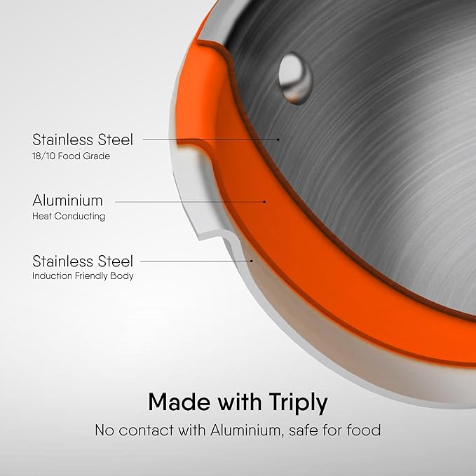 Stahl Artisan Triply Stainless Steel Fry Pan With Lid | Induction & Gas Stove Compatible Frying Pan | 2.1 L | 26 Cm