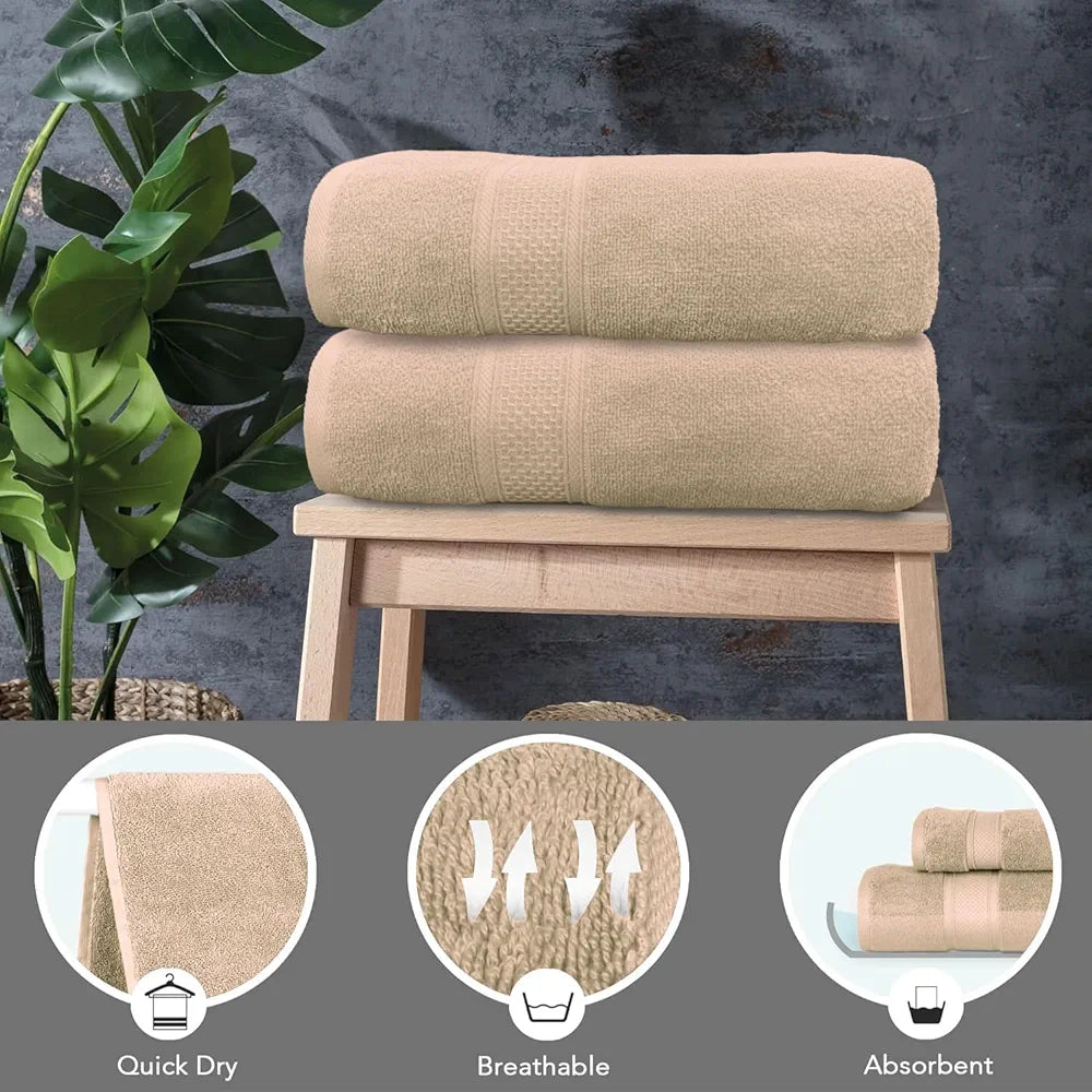 Luxe Home Cotton Bath Towel 450 GSM Quick Dry Large Size Bathroom Towels Colour Taupe