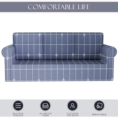 Kuber Industries Elastic Sofa Cover 3 Seater Stretchable Couch Slip Cover Grey