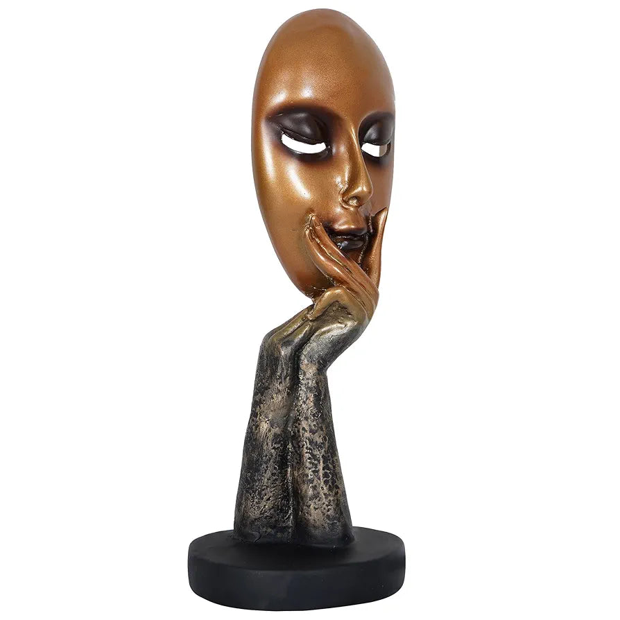 Zart Resin Human Lady Face Showpiece Medium Golden