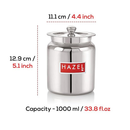Hazel Stainless Steel Oil and Ghee Air Tight Container 1100 ml Oil Pot Container for Kitchen Storage