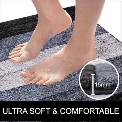 Luxe Home International Microfiber Rectangular Bath mat Soft Anti Slip Skid Luxury Mats 40X60 Cm  Colour Shadow (Pack of 2)