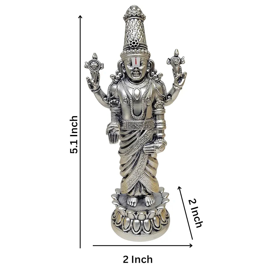 Gold Art India Lord Tirupati Balaji Kamal Silver Plated Antique Matte