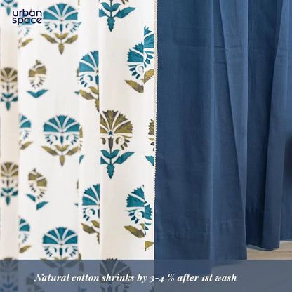 Urban Space Cotton Curtains for Door Combo Set of 3 Curtains Room Darkening Curtain for Home Decor Owl Orchid Blue & Aura Indigo