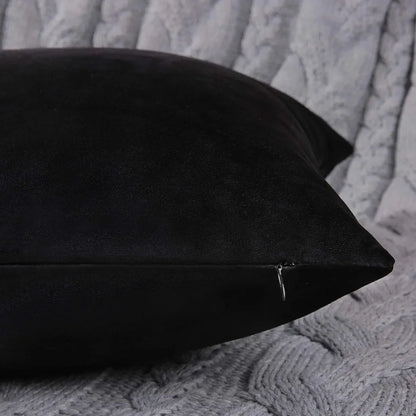 Aerohaven Premium Velvet Reversible Decorative Throw Pillow/Cushion Covers with Invisible Zipper Black Colour (Pack of 2)